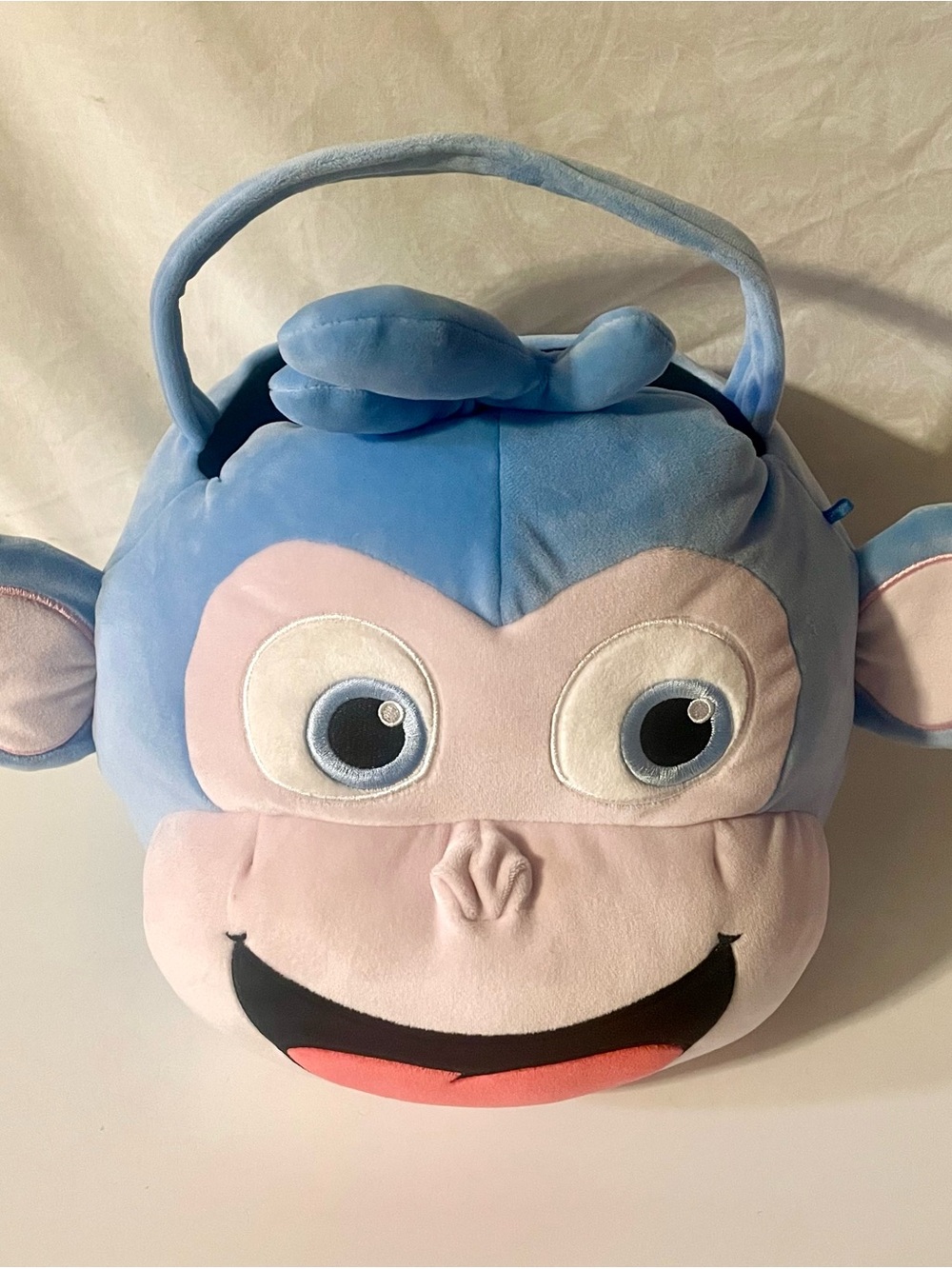 Plush Monkey Kids Accessory Bag - Blue and Pink